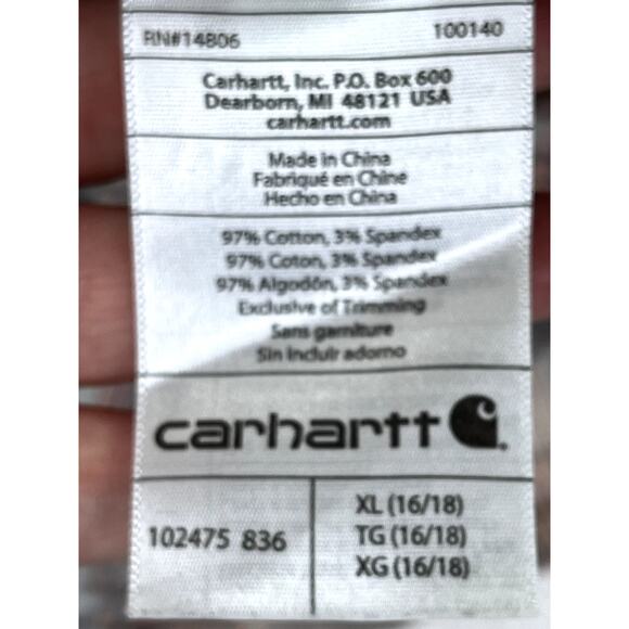 Carhartt Women's Button Up Shirt Roll Tab Sleeves in gray/peach plaid, size XL - Picture 3 of 9